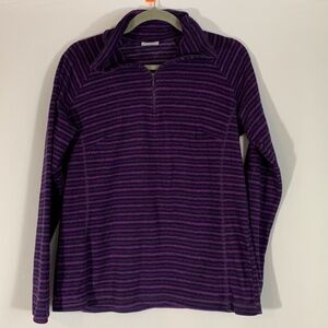 Columbia Purple & Black Striped Fleece Zip Sweater